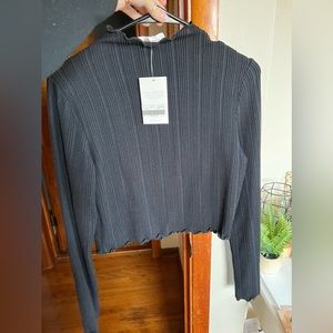 black ripped mock turtle neck